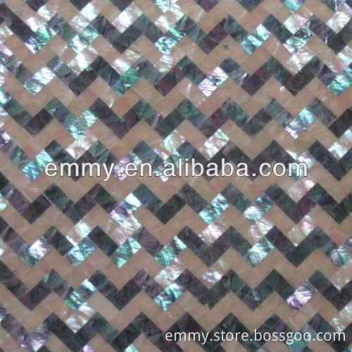 Herringbone abalone shell paper mosaic wall tile